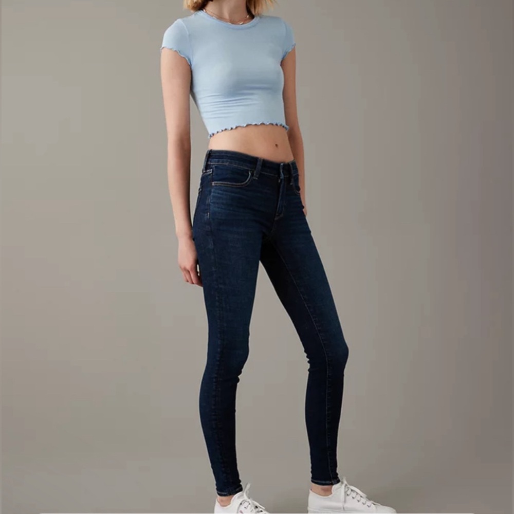 American Eagle legging super stretch jeans, dark blue, low rise, Sz: 12